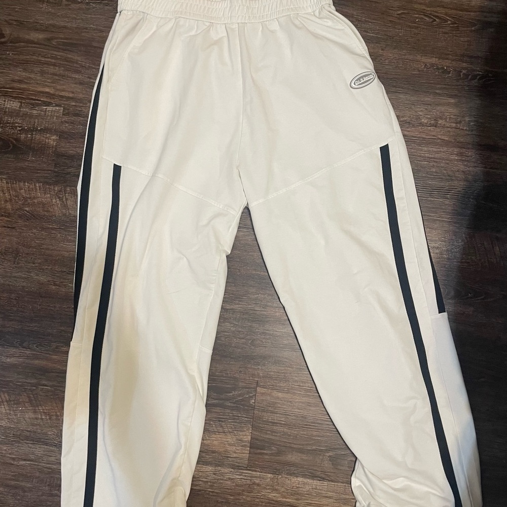 Men’s White Track Pants with Black Stripes